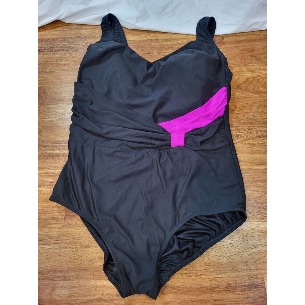 22W Pink/Black Inches Away Bathing Swim Suit SWIMSUIT 1 Piece